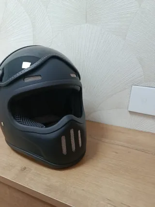 Casco Moto Clásico Retro Negro Mate Talla L