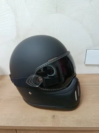 Casco Moto Clásico Retro Negro Mate Talla L