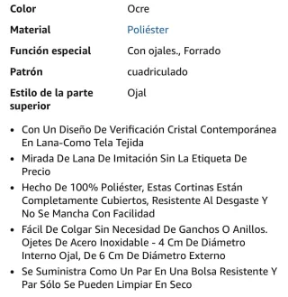 Cortinas 229x229cm Ojal Ocre (Par) NUEVAS!