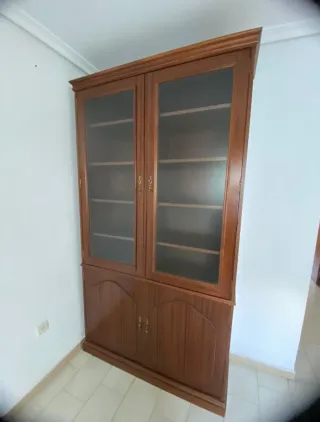 Mueble Vitrina Librería Madera Cristal