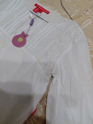 Blusa niña Flamenco bordada blanca Talla XS