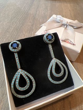 Pendientes antiguos plata y turquesa