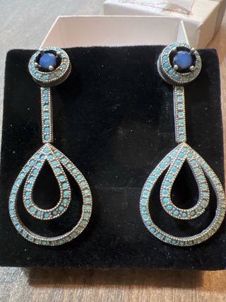 Pendientes antiguos plata y turquesa