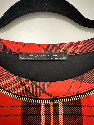 Vestido Zara Tartán Rojo Cremallera