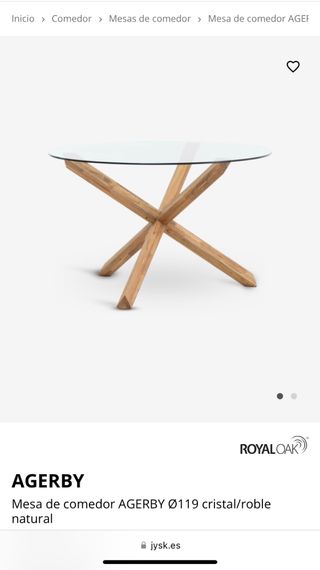 Mesa comedor AGERBY cristal y madera