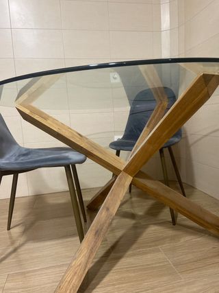 Mesa comedor AGERBY cristal y madera