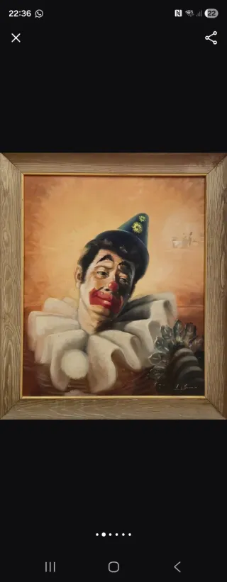 Cuadro óleo payaso Antonio Serer enmarcado