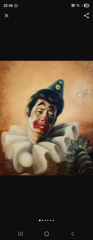Cuadro óleo payaso Antonio Serer enmarcado