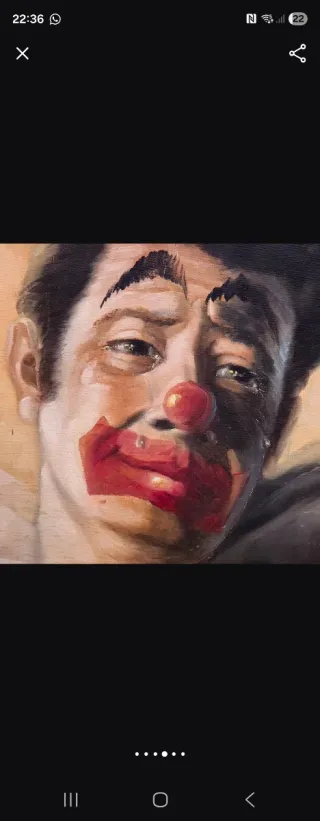 Cuadro óleo payaso Antonio Serer enmarcado