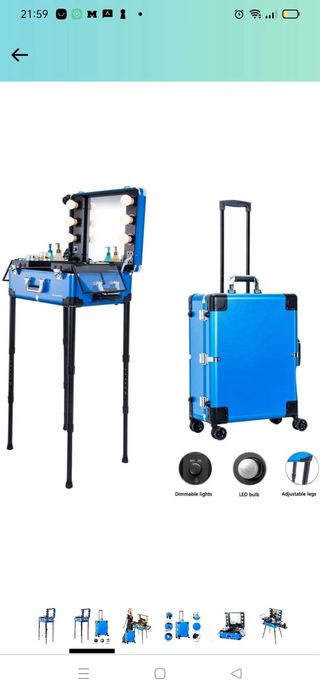 Maletín maquillaje con ruedas y luces