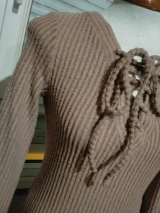 Jersey marrón punto lazo talla S,