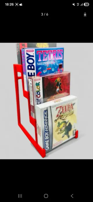 Soporte expositor 5 juegos GameBoy en caja