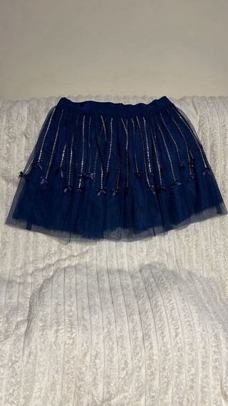 Falda azul marino con brillantes talla 16