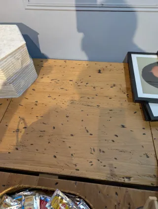 Mesa alta y 4 taburetes madera y metal