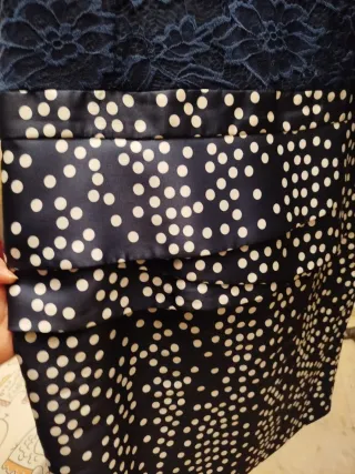 Vestido fiesta azul encaje lunares