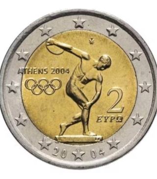 Moneda 2 Euros Atenas 2004 Disco. Olimpiadas 2004.