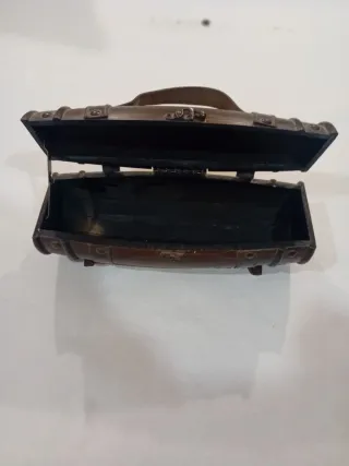 Porta oggetti/bottiglie in legno e cuoio