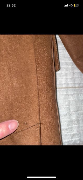 Chaquetón de piel marrón Cortefiel