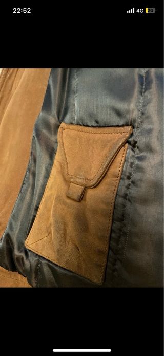 Chaquetón de piel marrón Cortefiel