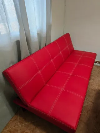 Sofá Cama Piel Sintética Rojo