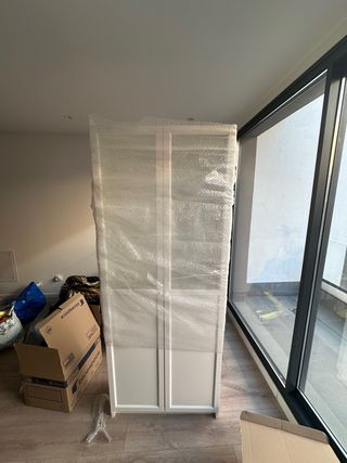 Armario blanco 2 puertas con cristal