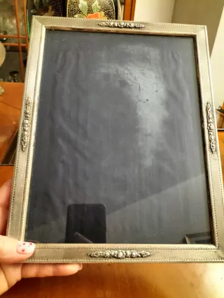 Cornice antica argento 800 e legno