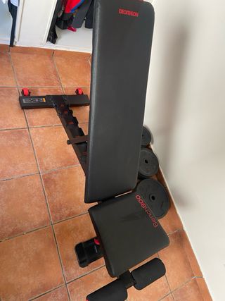 Banco musculación + Mancuernas