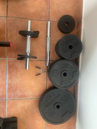 Banco musculación + Mancuernas
