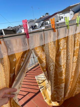 Tela antigua seda dorada adamascada cortinas