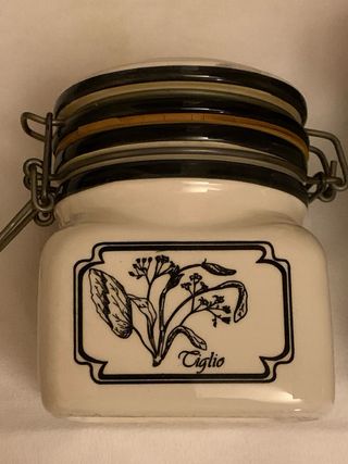 Coppia barattoli ceramica con decoro