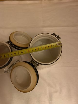 Coppia barattoli ceramica con decoro