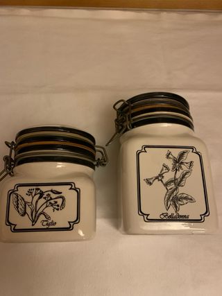 Coppia barattoli ceramica con decoro