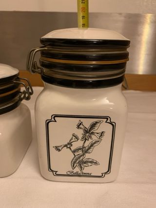 Coppia barattoli ceramica con decoro