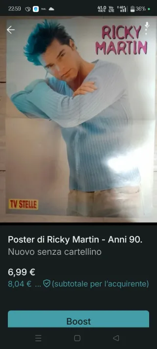 Poster Ricky Martin anni 90