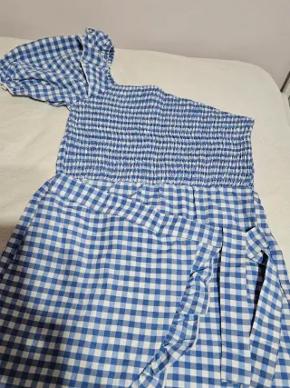 Vestido cuadros azul y blanco