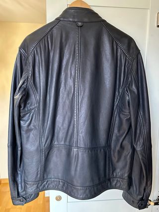 Cazadora Piel Biker Massimo Dutti Azul