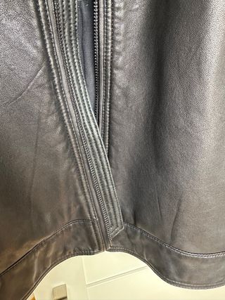 Cazadora Piel Biker Massimo Dutti Azul