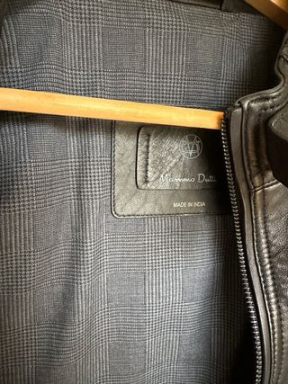 Cazadora Piel Biker Massimo Dutti Azul