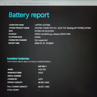 Portátil Asus TUF Gaming FA706II-H7117T teclado FR