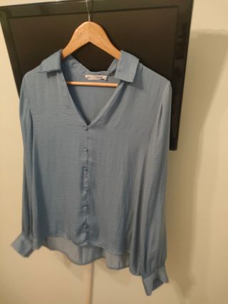 2 Camisas Sfera Satén Talla M (verde y azul)