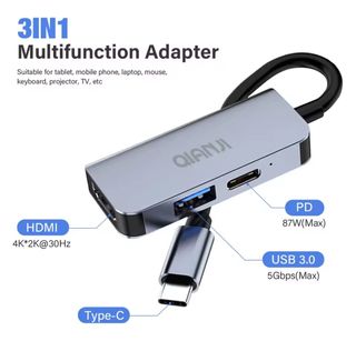 Adaptador Hub 3 en 1 USB-C HDMI
