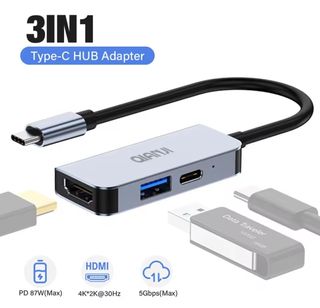 Adaptador Hub 3 en 1 USB-C HDMI