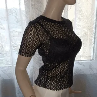 Top de encaje negro mujer