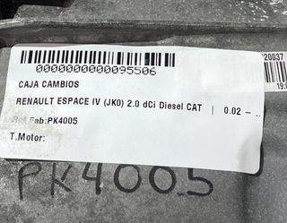Caja de cambios pk4005 renault espace iv jk0 95506