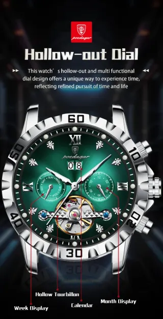 Reloj Poedagar Automático Hombre Verde