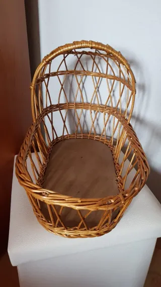 Antigua Cuna, Moisés de Mimbre para Muñecas