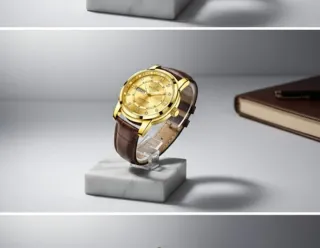 Reloj Poedagar Dorado y Marrón para Hombre