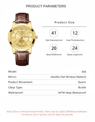 Reloj Poedagar Dorado y Marrón para Hombre