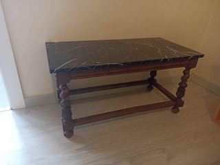 Mesa de centro mármol negro y madera