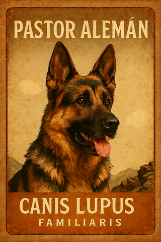 Chapa Vintage Pastor Alemán 20x30 cm